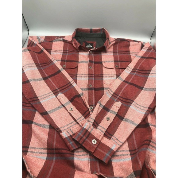 Prana Flannel Shirt Mens Size 2XL Brick Red Plaid - Picture 8 of 12